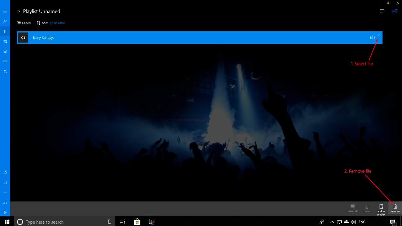Select the files to remove them