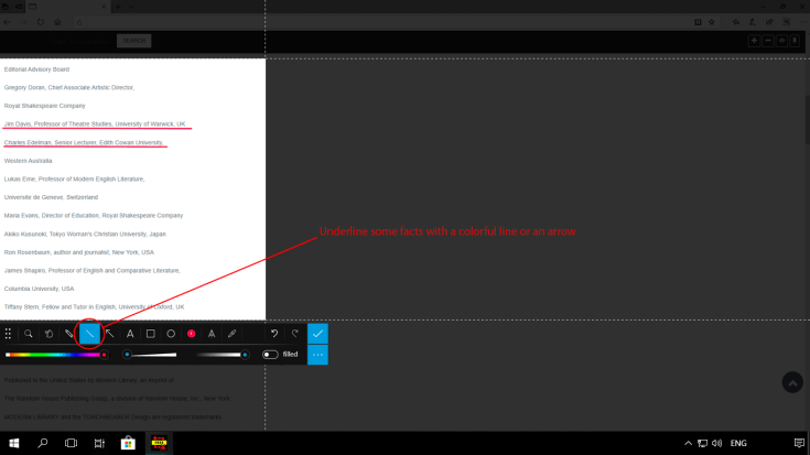 Colorful lines and arrows allow to draw attention to some facts