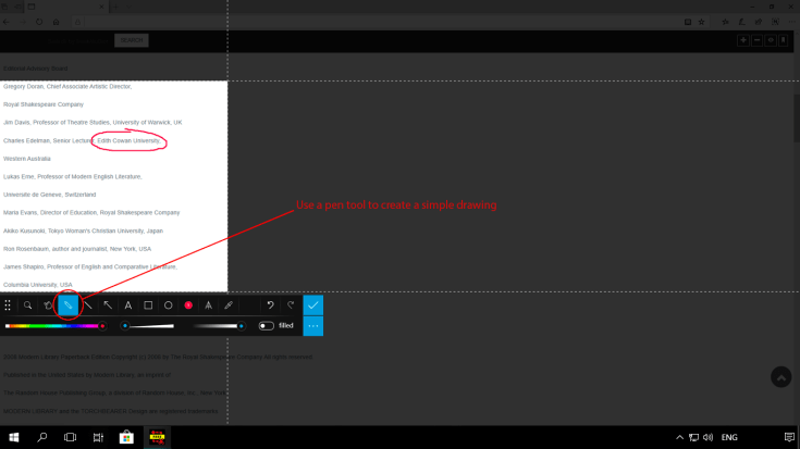 Draw various shapes on a screenshot with a pen tool