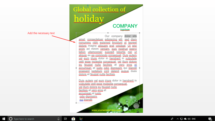 Add the necessary text about the company