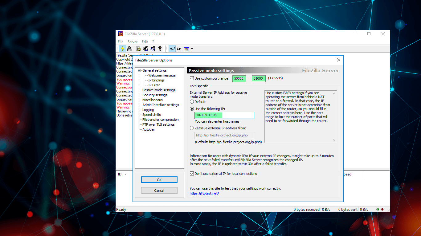 Fill in the necessary info in Passive Mode Settings