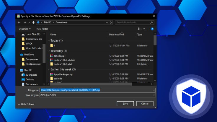 You need to select the path for saving the archive